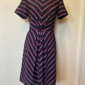 Banana Republic Blue Red A-Line Midi Dress